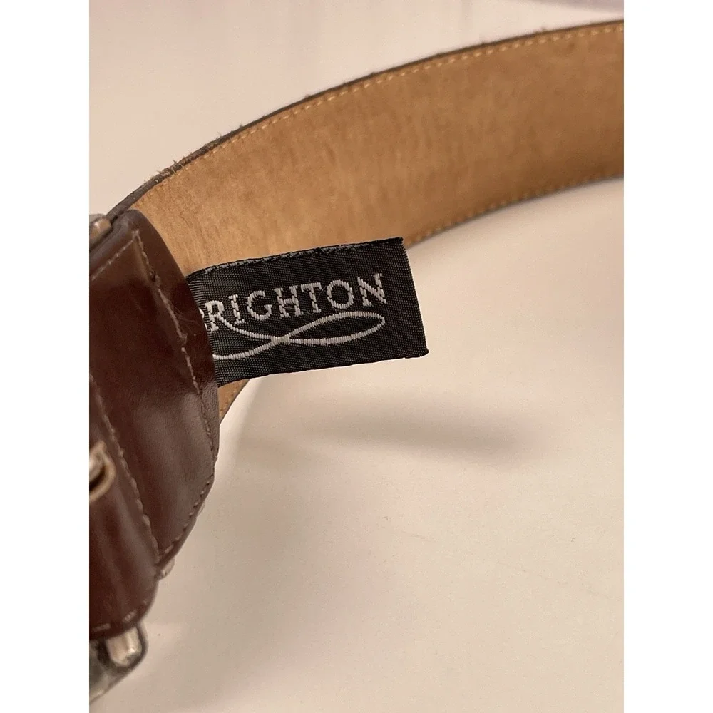 Brighton Women's Brown Lthr Western Silver Buckle Vtg 1996 Belt L 48209